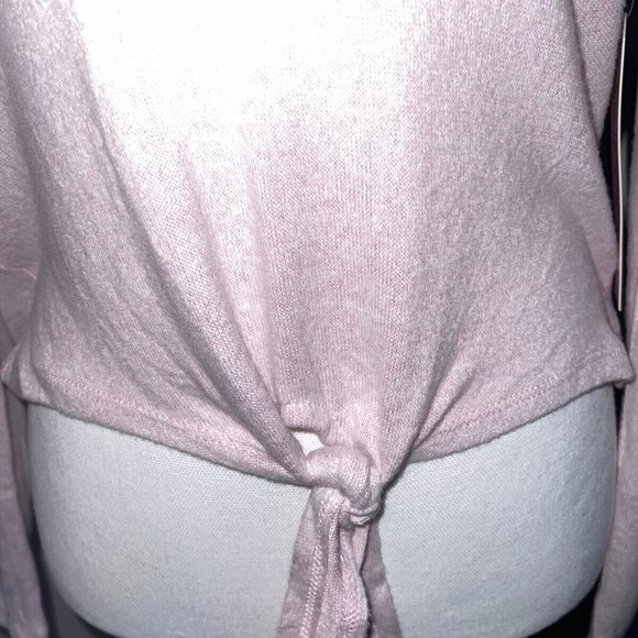 Crave Fame Juniors' Cozy Tie-Front Top Pink Size Small - Picture 2 of 7